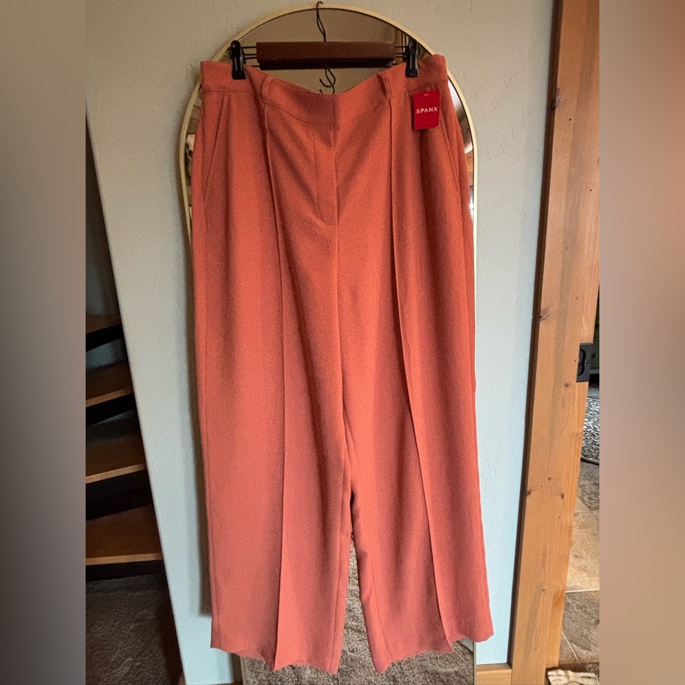 SPANX Wide Leg Pants in Rust Orange